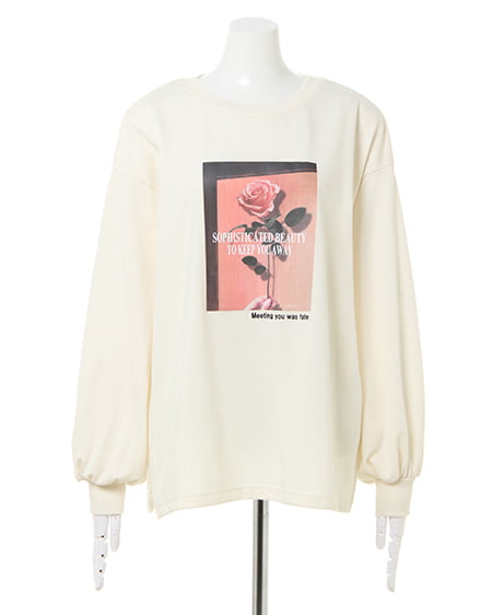 INGNI（イング） スウェット／フラワーフォトプルオーバー ｵﾌﾎﾜｲﾄ