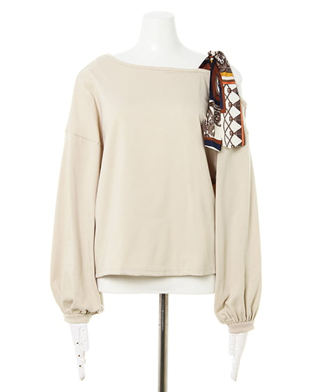 INGNI（イング） オフショルスカーフ付トップス ﾍﾞｰｼﾞｭ