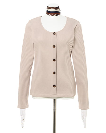 INGNI(イング) スカーフ付ボタンリブ/トップス ベージュ