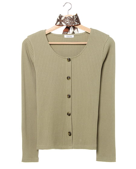 スカーフ付ボタンリブ／トップス