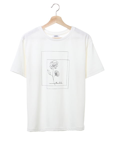 手書きフラワーTシャツ