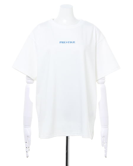 INGNI（イング） BACK／ロゴ半袖Tシャツ ｵﾌﾎﾜｲﾄ/ﾌﾞﾙｰ