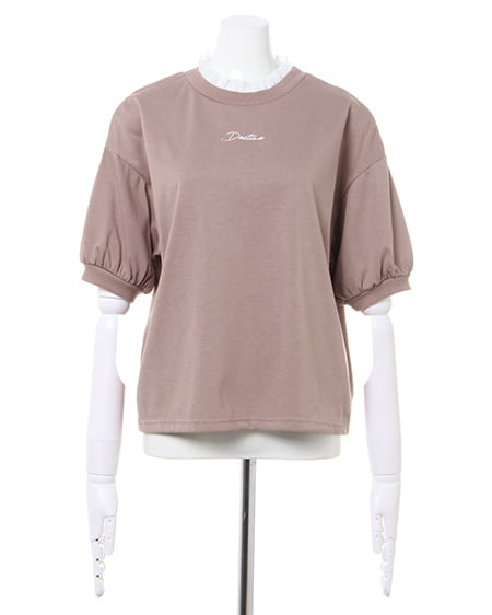 INGNI(イング) レイヤーロゴTシャツ モカ/ピンク