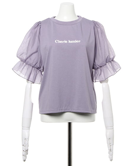 INGNI（イング） 袖シアーロゴTシャツ ﾗﾍﾞﾝﾀﾞｰ/ﾋﾟﾝｸ