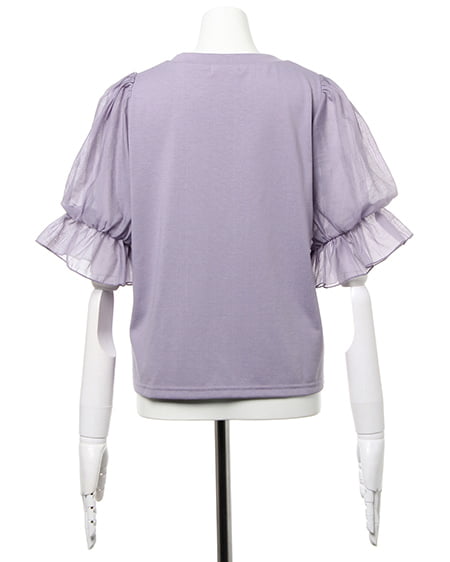 INGNI（イング） 袖シアーロゴTシャツ ﾗﾍﾞﾝﾀﾞｰ/ﾋﾟﾝｸ