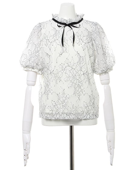 INGNI（イング） 配色レースボウタイ付／トップス ｵﾌﾎﾜｲﾄ