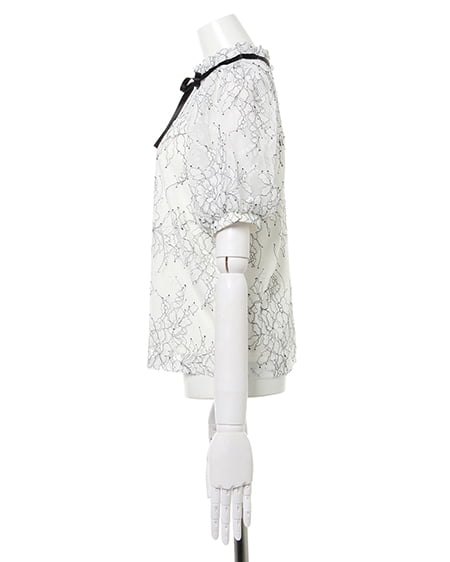 INGNI（イング） 配色レースボウタイ付／トップス ｵﾌﾎﾜｲﾄ