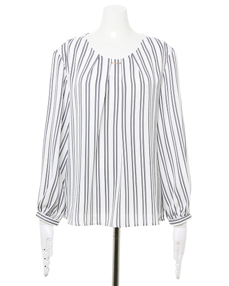 INGNI(イング) ピン付ストライプトロミ/ブラウス オフホワイト/ストライプ