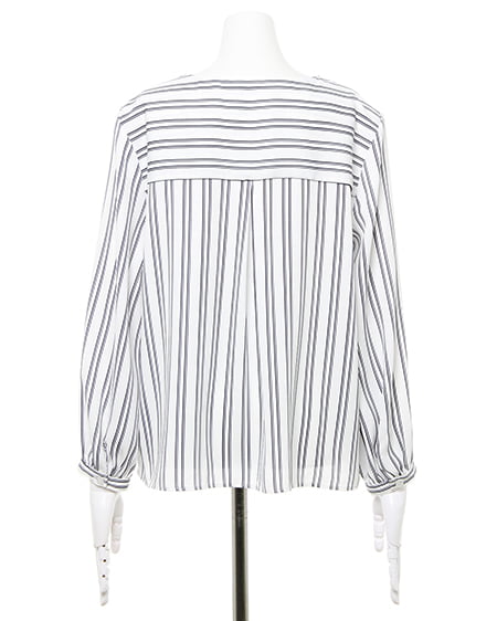 INGNI(イング) ピン付ストライプトロミ/ブラウス オフホワイト/ストライプ