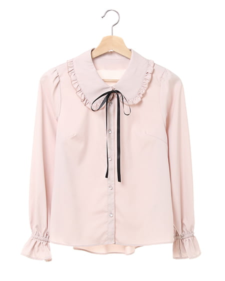 INGNI(イング) ボウタイ付フリル襟／ブラウス ｽﾓｰｸﾋﾟﾝｸ