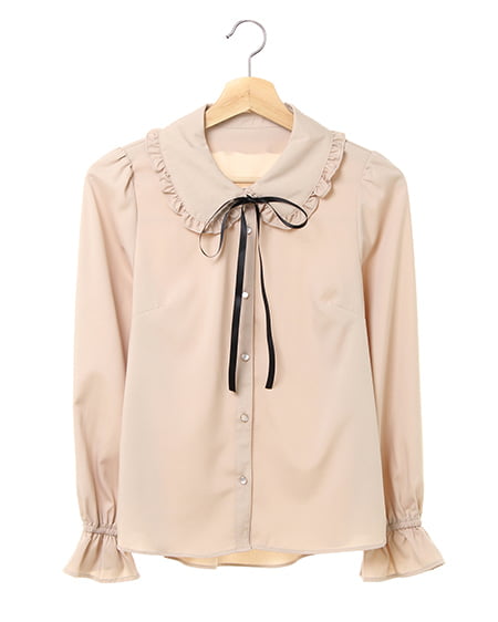 INGNI(イング) ボウタイ付フリル襟／ブラウス ﾍﾞｰｼﾞｭ