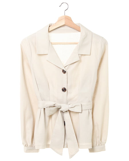 開襟ペプラム／ブラウス