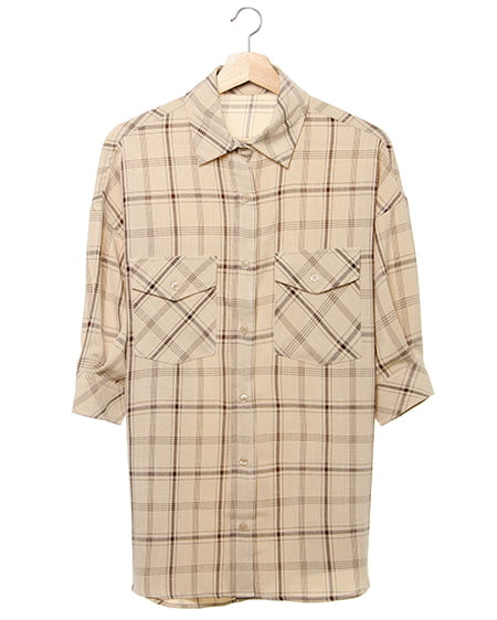 チェック柄BIG7分袖／シャツ