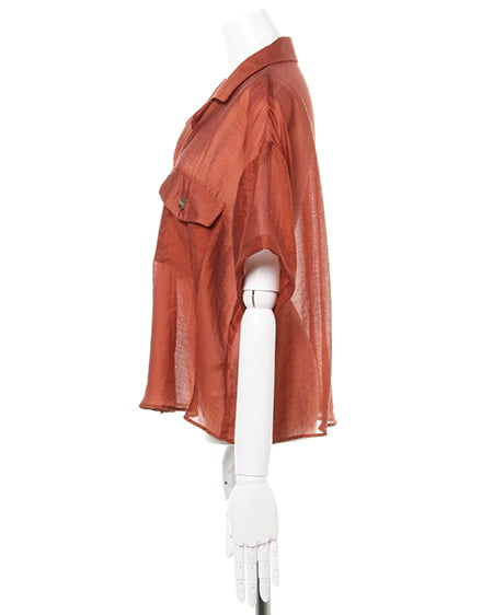 INGNI（イング） 開襟シアー半袖シャツ／デザインブラウス ﾚﾝｶﾞ