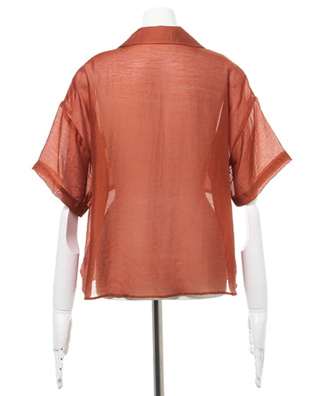 INGNI（イング） 開襟シアー半袖シャツ／デザインブラウス ﾚﾝｶﾞ