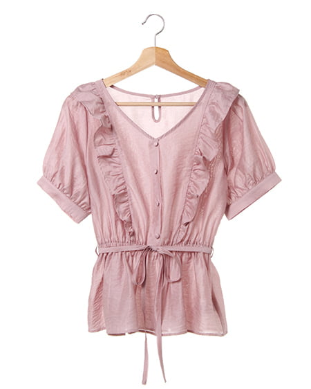 シアーフリルペプラム／デザインブラウス