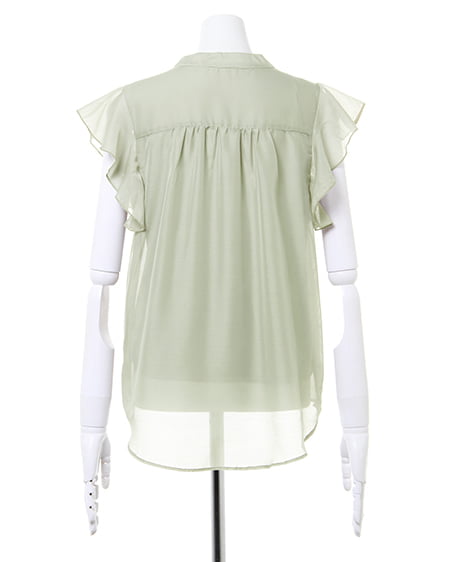 INGNI（イング） シアーラッフルスリーブスキッパー／シャツ ﾗｲﾄｶｰｷ