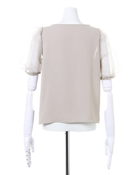 INGNI（イング） 袖オーガンジースクエアネック／デザインブラウス ﾗｲﾄｸﾞﾚｰ