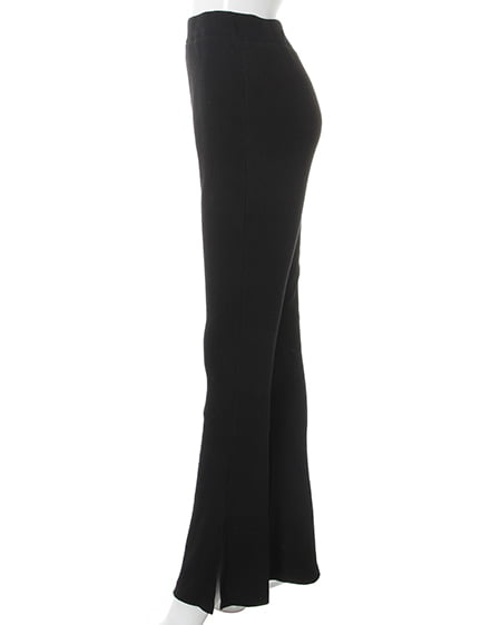 INGNI（イング） カットリブフレアーパンツ ｸﾛ/A