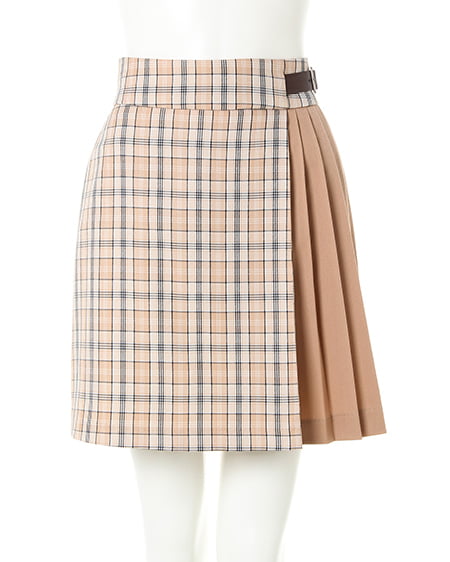 INGNI（イング） チェック柄プリーツ切替台形／スカート ﾍﾞｰｼﾞｭ/ﾁｪｯｸ