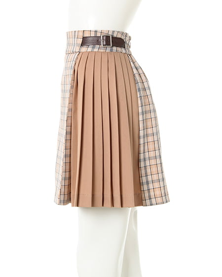 INGNI（イング） チェック柄プリーツ切替台形／スカート ﾍﾞｰｼﾞｭ/ﾁｪｯｸ