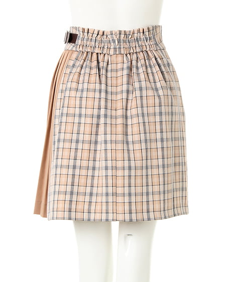 INGNI（イング） チェック柄プリーツ切替台形／スカート ﾍﾞｰｼﾞｭ/ﾁｪｯｸ