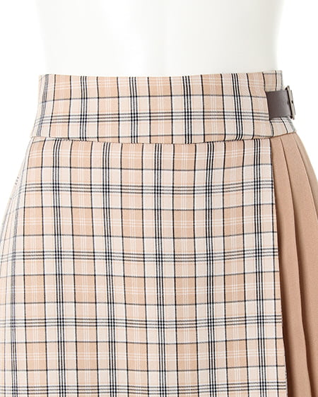 INGNI（イング） チェック柄プリーツ切替台形／スカート ﾍﾞｰｼﾞｭ/ﾁｪｯｸ