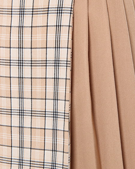 INGNI（イング） チェック柄プリーツ切替台形／スカート ﾍﾞｰｼﾞｭ/ﾁｪｯｸ