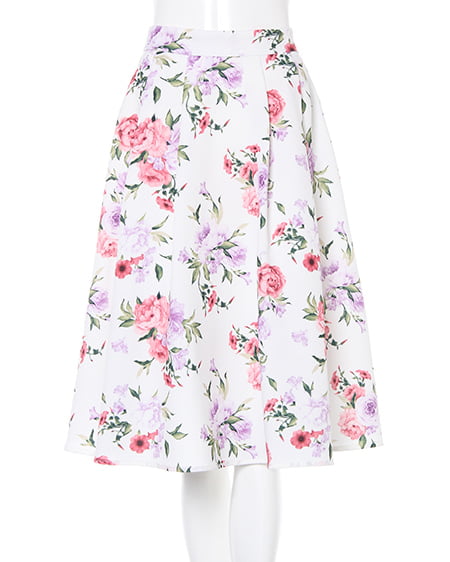 INGNI（イング） 花柄ミディ／スカート ｵﾌﾎﾜｲﾄ