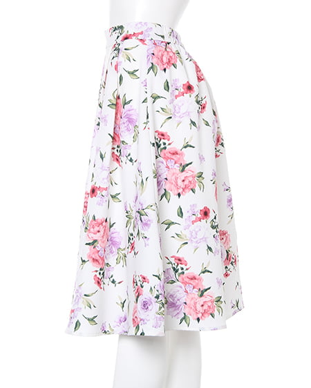 INGNI（イング） 花柄ミディ／スカート ｵﾌﾎﾜｲﾄ