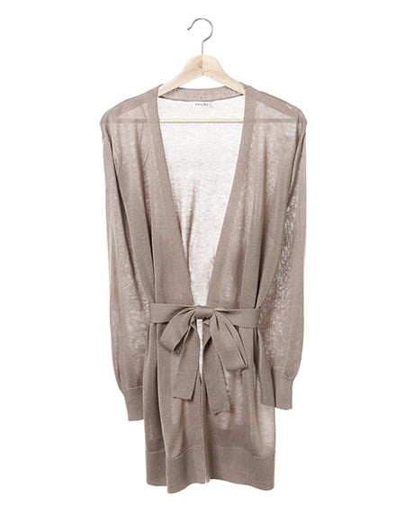 天竺サッシュ付ミドル丈カーディガン