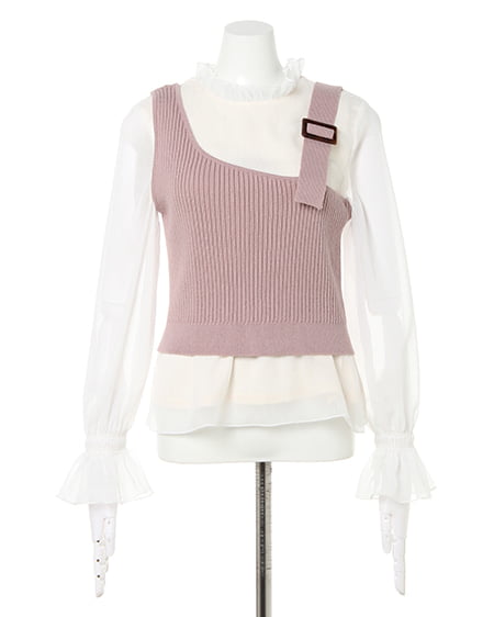 INGNI（イング） ワンショルニットブラウスセット ｽﾓｰｸﾋﾟﾝｸ