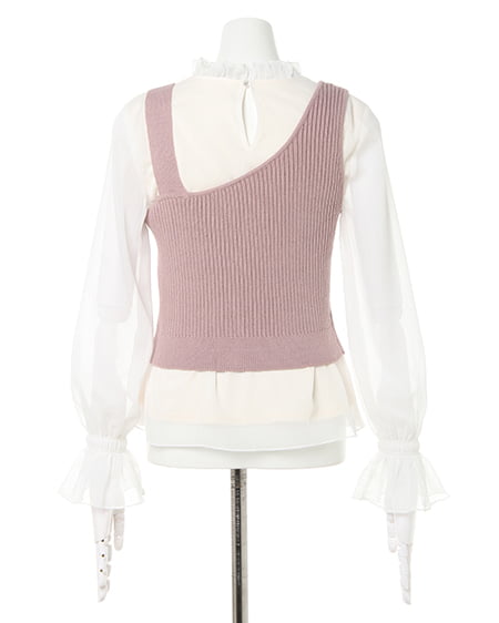 INGNI（イング） ワンショルニットブラウスセット ｽﾓｰｸﾋﾟﾝｸ