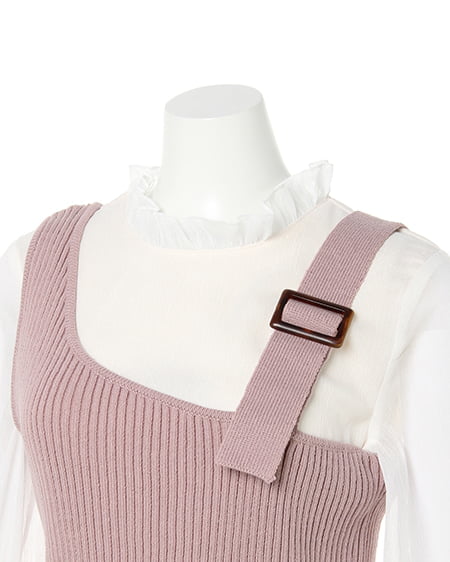 INGNI（イング） ワンショルニットブラウスセット ｽﾓｰｸﾋﾟﾝｸ