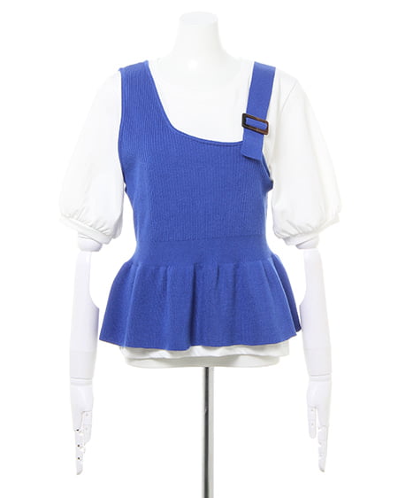 INGNI（イング） 【セットアップ】ペプラムニットビスチェ＋半袖Tシャツ／SET ｺｲﾌﾞﾙｰ