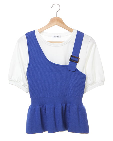 INGNI(イング) 【セットアップ】ペプラムニットビスチェ＋半袖Tシャツ／SET コイブルー