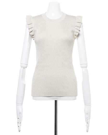 INGNI（イング） リブ肩フリルノースリ／ラメニット ｱｲﾎﾞﾘｰ