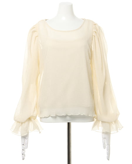 INGNI（イング） シアープリーツキャンディ袖キャミSET ｱｲﾎﾞﾘｰ