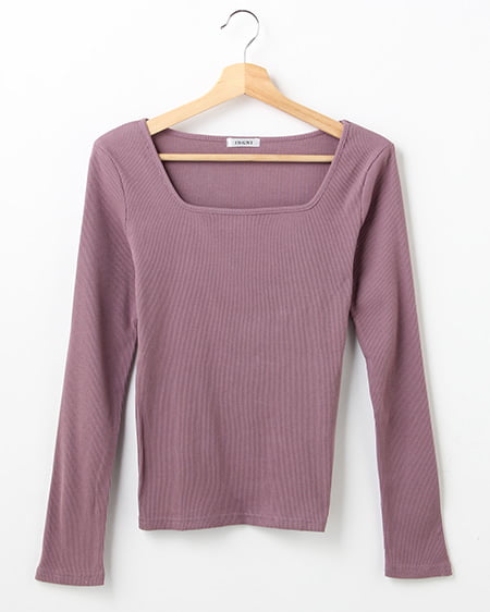INGNI(イング) リブスクエアネック長袖／トップス ｽﾓｰｸﾊﾟｰﾌﾟﾙ