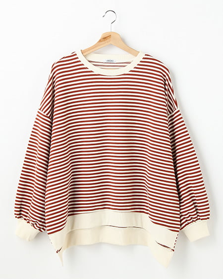 ビッグシルエットルーズボーダー／トップス