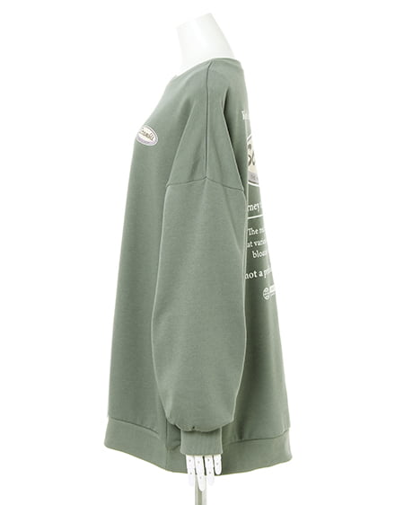 INGNI（イング） バックサークルロゴ起毛スウェット／チュニックトップス ｸﾞﾘｰﾝ