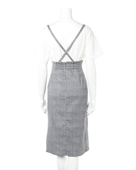 INGNI（イング） サス付配色チェック柄ナロー／スカート ｸﾞﾚｰ/ﾁｪｯｸ