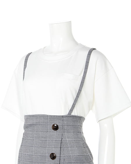 INGNI（イング） サス付配色チェック柄ナロー／スカート ｸﾞﾚｰ/ﾁｪｯｸ