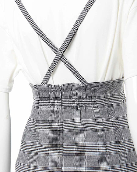 INGNI（イング） サス付配色チェック柄ナロー／スカート ｸﾞﾚｰ/ﾁｪｯｸ