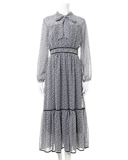 INGNI（イング） 花柄ボウタイ配色／ワンピース ｸﾛ