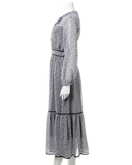 INGNI（イング） 花柄ボウタイ配色／ワンピース ｸﾛ