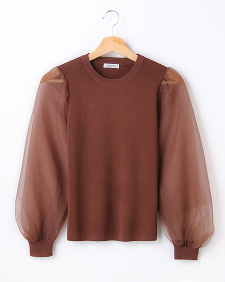 袖オーガンジーニット