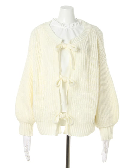 INGNI（イング） 【セットアップ】前後2WAYリボン畦カーディガン／ブラウスSET ｱｲﾎﾞﾘｰ