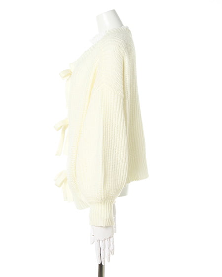 INGNI（イング） 【セットアップ】前後2WAYリボン畦カーディガン／ブラウスSET ｱｲﾎﾞﾘｰ