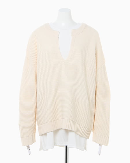 INGNI（イング） 【セットアップ】キーネックガーターニット＋TシャツSET ｱｲﾎﾞﾘｰ